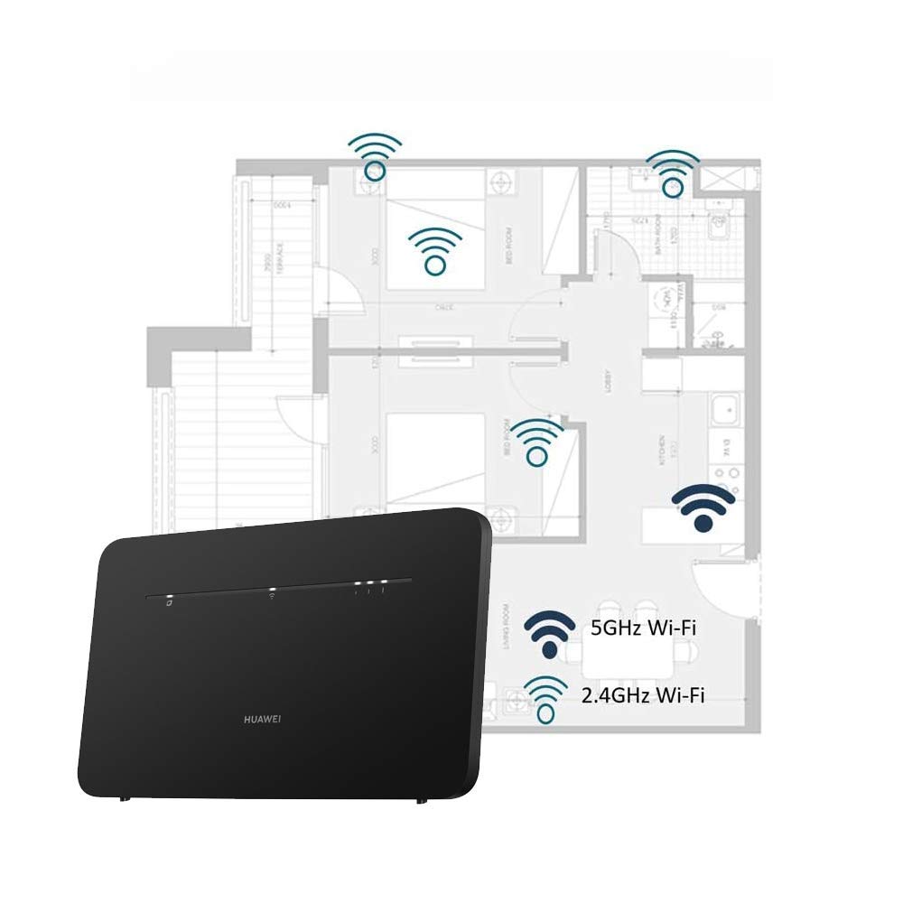 HUAWEI B535-333, Cat 13/4G LTE CPE Mobile Wi-FI Router, Plug & Play, Connects up to 64 Devices, Supporte VOIP, Speeds of 400Mbps, Unlocked to All Networks– Black