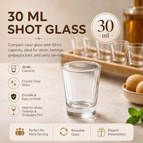 Image of Go Hooked Wooden Shot Glass & Paddle Set with 6 Glasses, 30 ml Glass Capacity, Wooden Serving Paddle Tray with Holder Stand for Party Serving, Tastings, Gatherings, Table Presentation