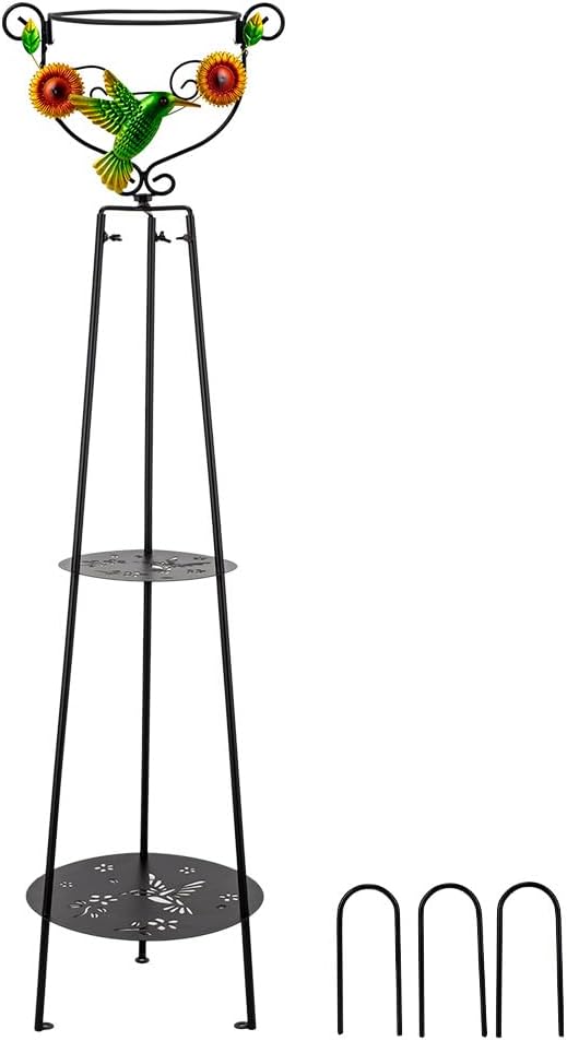 Stargarden Gazing Ball Stand, Metal Gazing Globe Display Stand with Sturdy Stakes,Outdoor Gazing Ball Holder for 10-12 Inch Balls, Gazing Globe Metal Stand for Outdoor Garden Yard