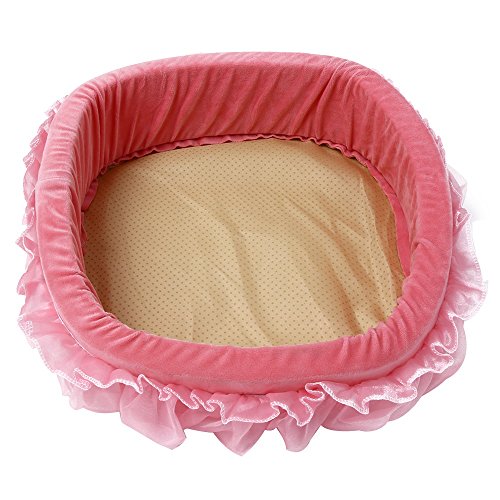 Prinzessin Hundebett Abnehmbar Tierbett Weich Gepolstert Hundebett Hundesofa Korb Lace Princess Bed Design Haustier-Bett