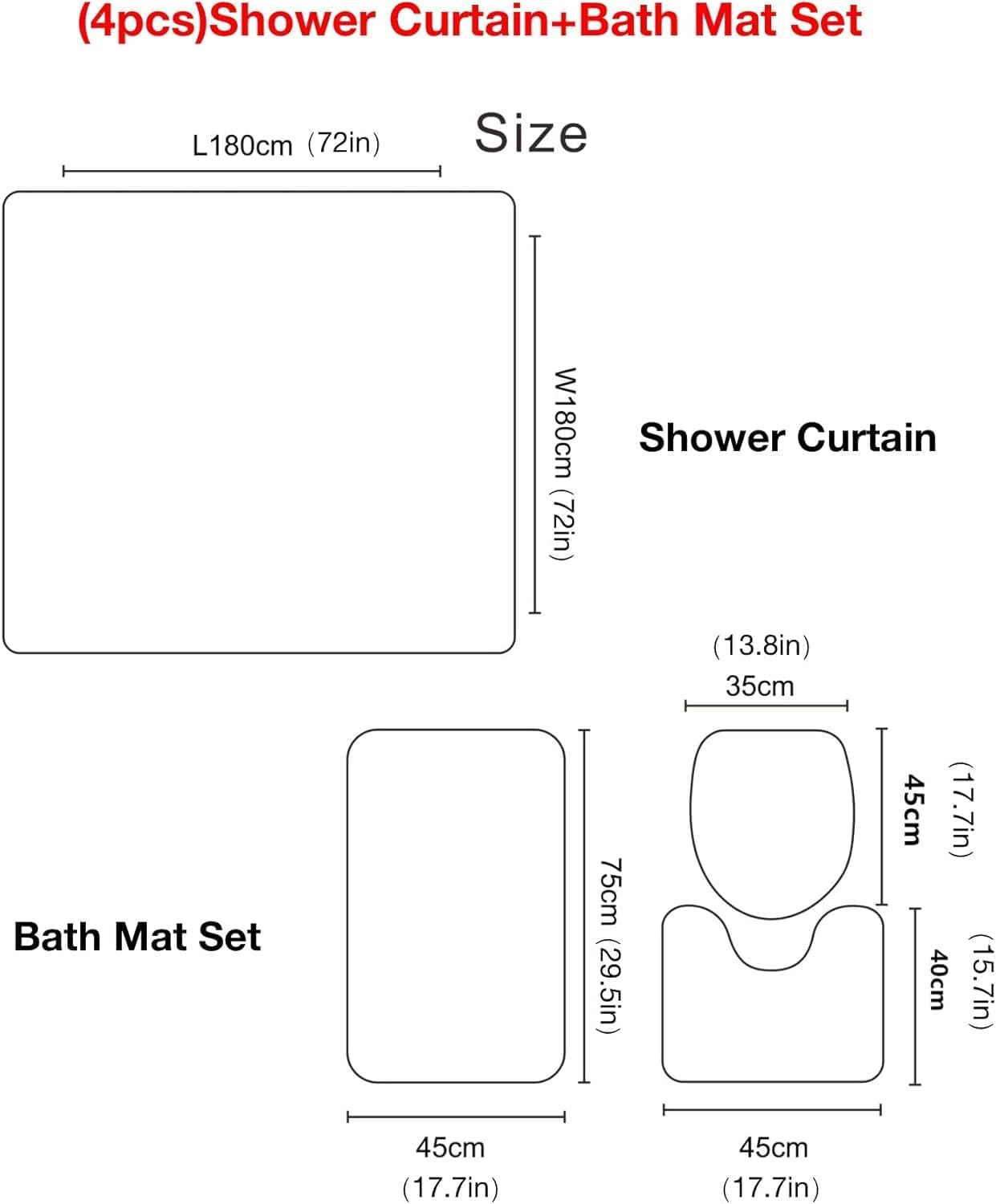 4 Pieces Cute Frog and Lotus Flower Shower Curtain Set Bathroom Mats Set, Non-Slip Rug Carpet Toilet Cover Shower Curtain