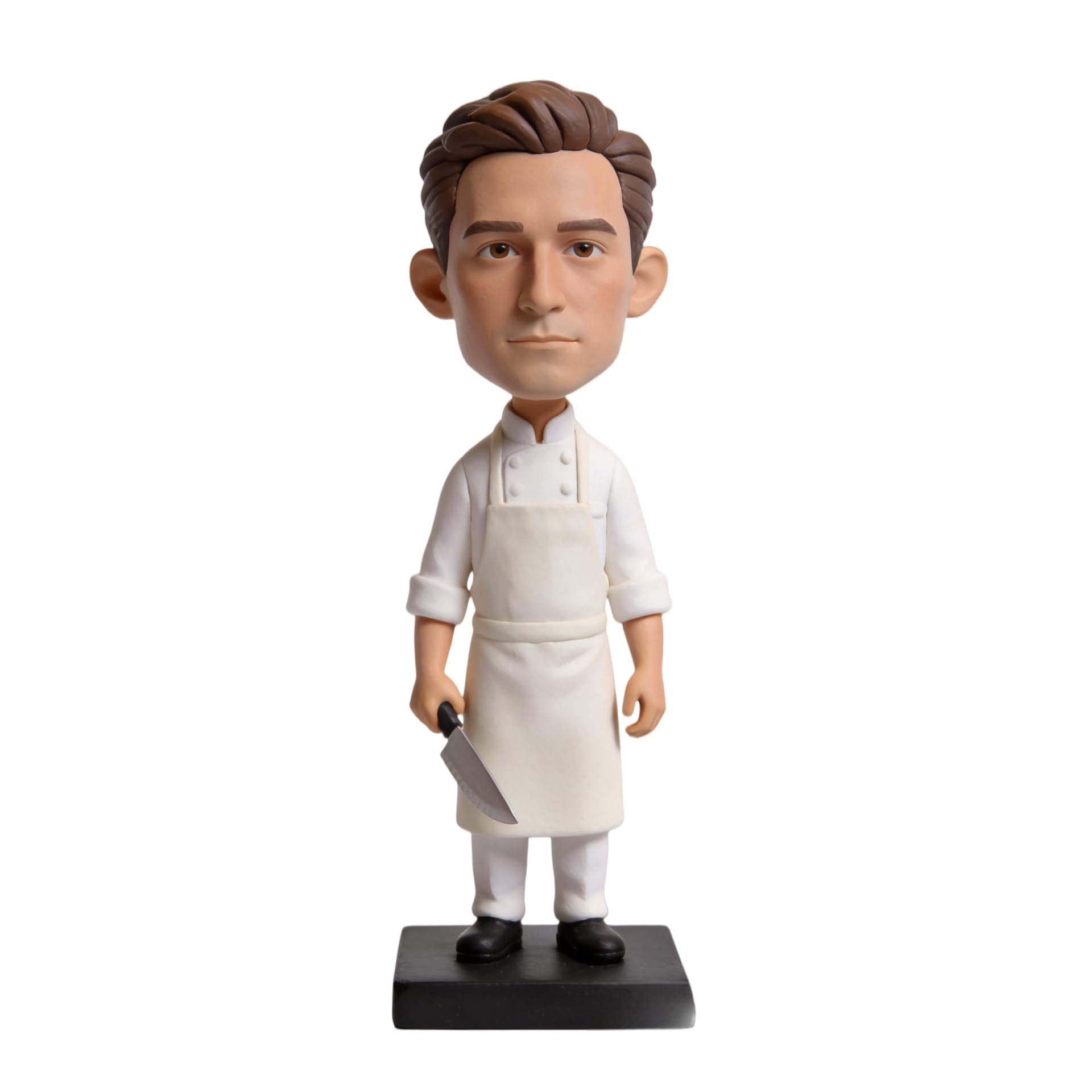 Bobblehead, statuetta 3D personalizzata da foto, statuetta da chef maschio Bobbleheads con coltello da cucina, regalo decorativo personalizzato per cuochi, chef e appassionati di cucina