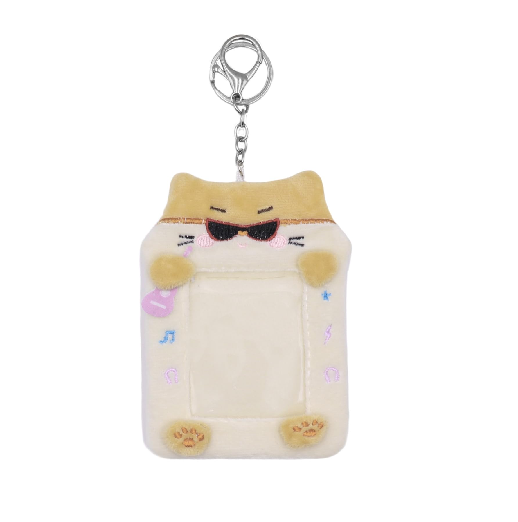 zgmyc cute plush kpop photocard holder with keychain cartoon bear bunny pig photo sleeve card holder protector