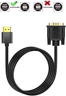 IOSSIOPPIA HDMI to VGA Computer Cable Gold-Plated HDMI to VGA 1.8m Cable (Male to Male) HDMI Cable HDMI to VGA Adapter Computer Connector Cable HD Black with HD Conversion IC chip (HDMI to VGA)