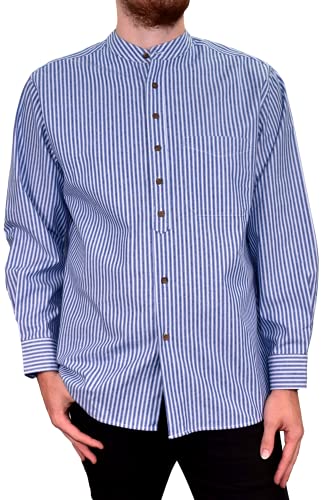 Mens Vintage Style Grandfather Shirt Cotton