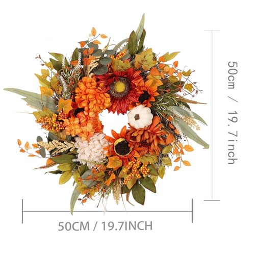 Guirnalda estilo granja confeccionada con flores artificiales de otoño para pared 6