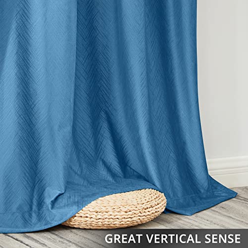 Melodieux Velvet Curtains For Bedroom- Thermal Insulated Room Darkening Soundproof Grommet Thick Geometry Embossed Window Drapes For Living Room, Blue, W52 X L96 Inches, Set Of 2 #TOP5