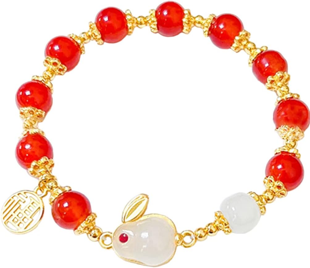 LIFKOME Women Bracelets Zodiac Lucky Rabbit Braided Strand Bracelets Yutu Adjustable Link Rope Bracelets 2023 Chinese New Year Rabbit Lucky Bracelet New Year Bracelet Gift for Women Girl