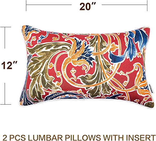 Jmgbird 12×20 Inch Outdoor Lumbar Pillows Pack Of 2 Waterproof Throw Pillows With Insert Rectangular Decorative Garden Cushion For Home Furniture Patio Coach Sofa #TOP1