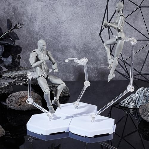 FINGERINSPIRE 3 Stück Actionfigurenständer Weiß Montage Actionfiguren Displayhalter Spleißbarer Sechskantsockel Modellstützständer Miniaturmodellsockel Für HG RG SHF 1/144 Figuren