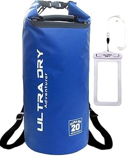 Borsa impermeabile di prima qualità, sacca con tasca impermeabile per telefono e lunga tracolla regolabile inclusa, perfetto per kayak, barca, canottaggio, pesca, rafting, nuoto, campeggio, snowboard