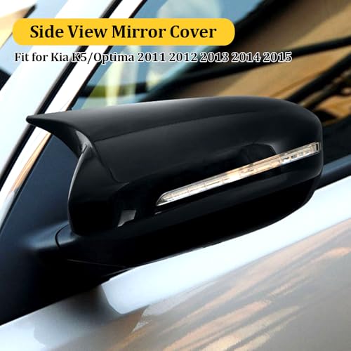 XYHGM ABS Rearview Mirrors Cover Fit for Kia Optima K5 2011 2012 2013 2014 2015 Ox Horn Side Rear View Mirror Guard Cover Exterior Accessories 2PCS-Turn Signal(Bright black) by XYHGM - Used condition - Image 2