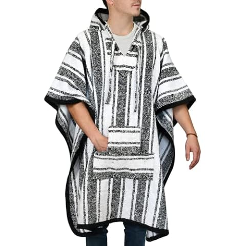 Baja Hoodie Mexican Poncho Drug Rug Style Serape Hippie Warm And Comfortable Aztec Wearable Blanket Cover