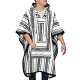 Baja Hoodie Mexican Poncho Drug Rug Style Serape Hippie Warm And Comfortable Aztec Wearable Blanket
