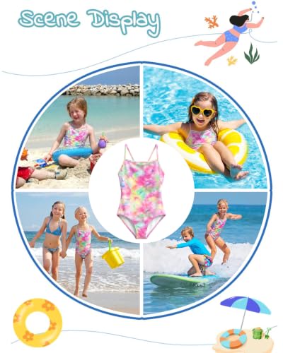 Image of weVSwe Baby Girl Swimsuit One Piece Swimsuit Cute Toddler Girls Sleeveless Bikini Kids 2-10 Years