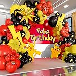 ALL-IN-1 Cartoon Balloon Arch Kit with BONUS Thunder & Starburst Balloons for Poke Birthday Decorations - Red Black Yellow Balloons for Poke Cartoon Birthday Decorations & Video Game Party Supplies - Image 4