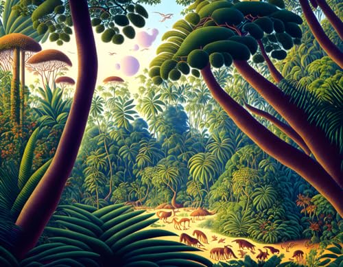 Toile jurassique Meechi 50x70cm sans cadre pour une decoration murale nature