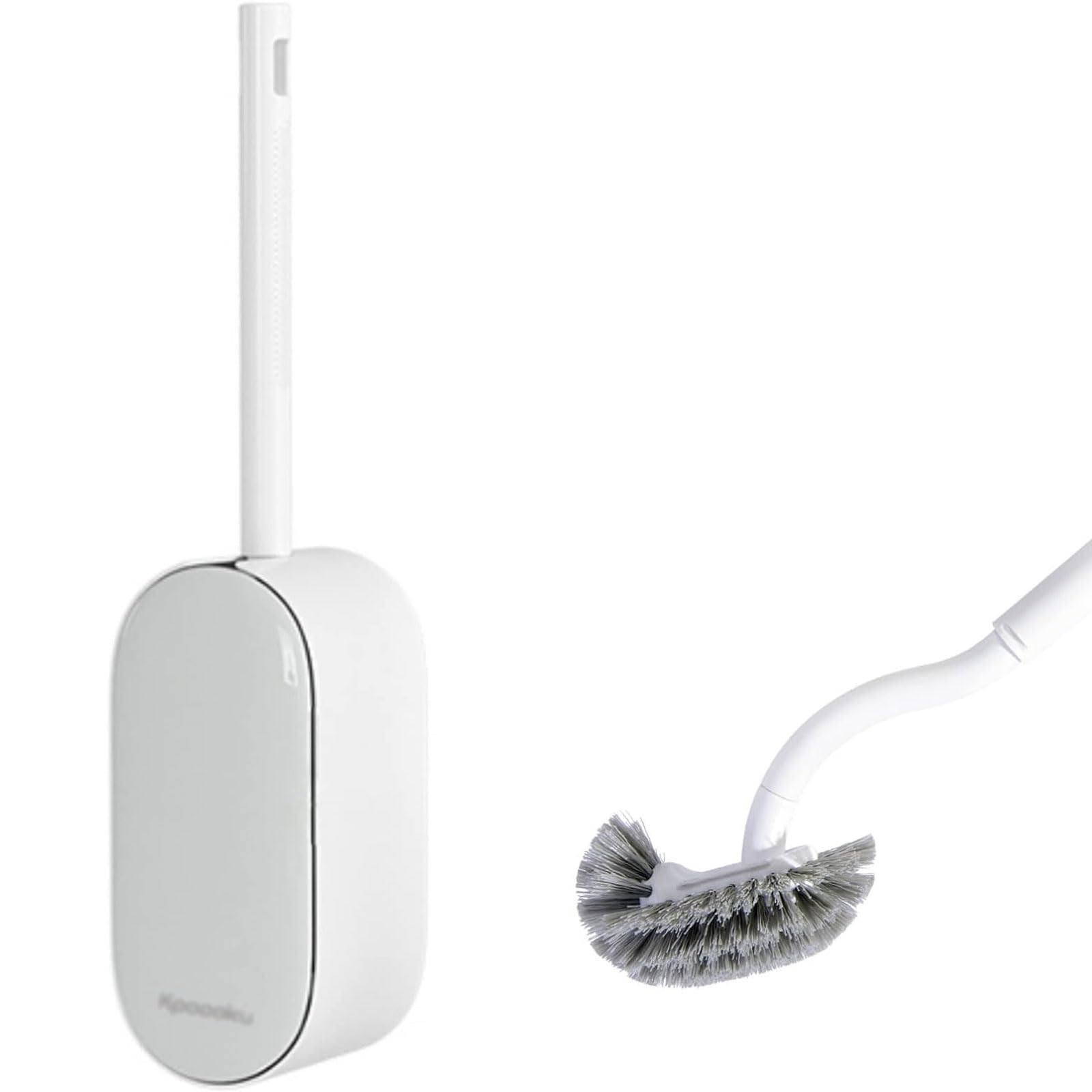 esmen Cepillo de baño Escobilla para Inodoro Juego de escobilla para Inodoro montada en la Pared con cerdas duraderas y diseño Curvo en ángulo para Limpieza del baño