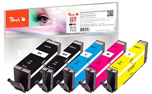 Peach Lot de cartouches d'encre C570/571 équivalent de Canon PGI-570, CLI-571 pour Canon Pixma TS 5050, Canon Pixma TS 5051, Canon Pixma MG 5750, Canon Pixma MG 6850