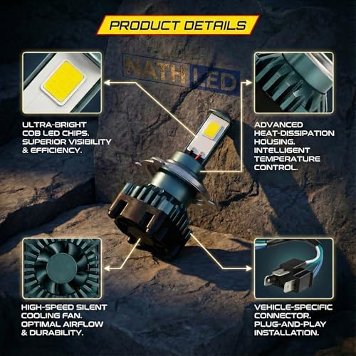 Image of MOTOLURGY NATH H4 50W Hi /Lo Beam LED Headlight Bulb | 8000 Lumens | Bike /Motorcycle Headlight | Made in India | 15 Months Replacement Warranty (Yellow White)