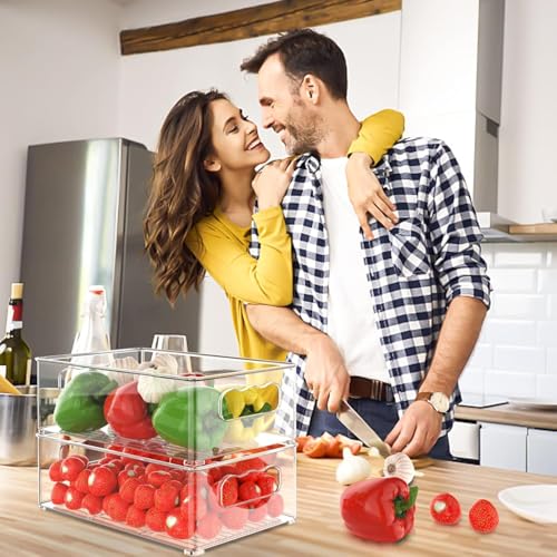 Image of Shuttle Art Transparent Fridge Storage Bins- Versatile Refrigerator and Freezer Bins for Storing Meat, Fruits, Vegetables - Kitchen, Pantry, and Cabinet Food Organizer Containers (Set of 4)
