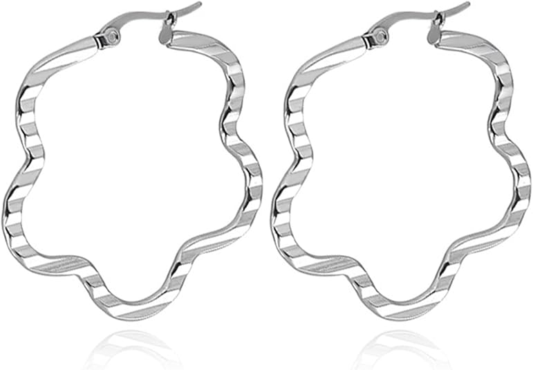Lcherry Orecchini A Cerchio Danity Leaf Con Zirconia - Design Foglia Per Donna - Cartilagine E Lobolo