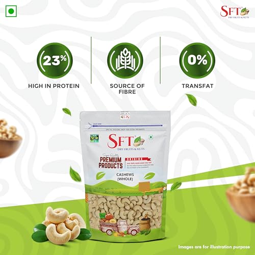 Image of SFT Pure Cashews Whole /Kaju, 200g, Nutritious & Delicious, Premium Kaju nuts, Rich in Protein, Magnesium & Phosphorus, Deluxe Size & Crunchy Nuts