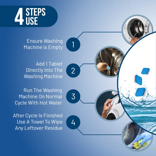 Washing Machine Cleaner Descaler Tablets - (24 Tablets, 1 Year Supply) Eco-Friendly Deep Cleaning Tablets For He Front & Top Loader Washer, Remove Ordor Grime Buildup Residue Eliminator #TOP4