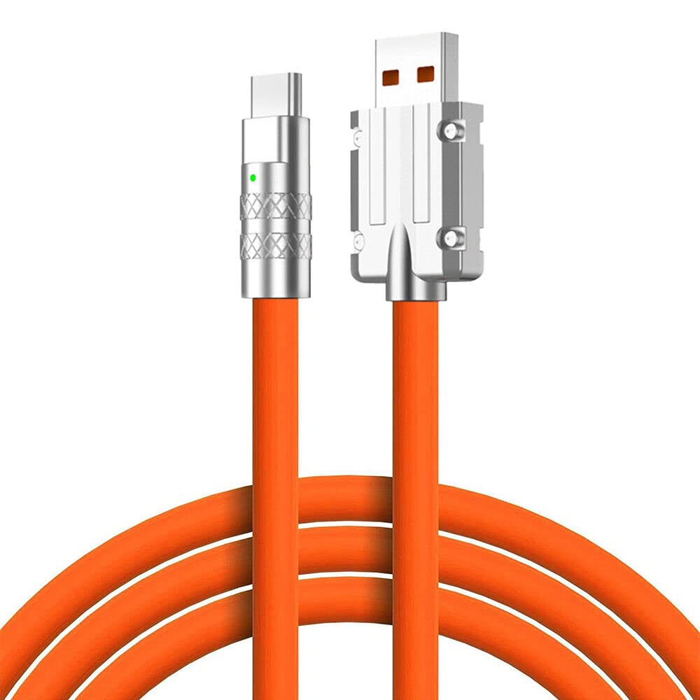 Kelso™ 6A 1m 65W USB To Type-C Cable Zinc Alloy Liquid Silicone Fast Charging Android Charger Cable With LED Indicator/6A Rapid Charging (Compatible with All USB Type-C Devices, Orange, One Cable) (B0CLT96K27) Amazon Price History, Amazon Price Tracker