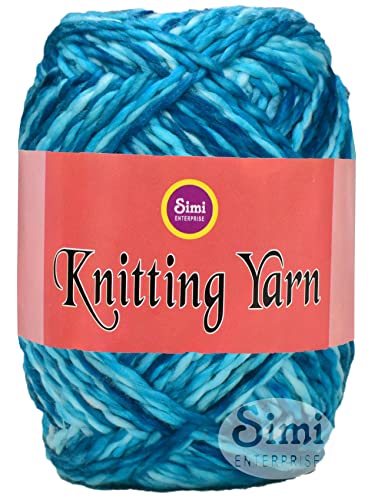 Image of Knitting Yarn Thick Chunky Wool, Sumo Blue 400 GMS Best Used with Knitting Needles-YH Art-HBA