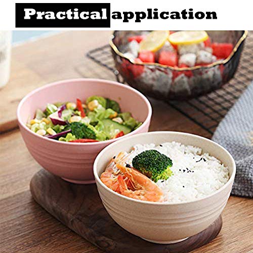 4 Pcs 6Inch Lightweight Wheat Straw Bowl, Unbreakable Cereal Pasta Bowls Microwave& Dishwasher Safe, Reusable Tableware Dinnerware Fruit Snack Container (Green) #TOP6