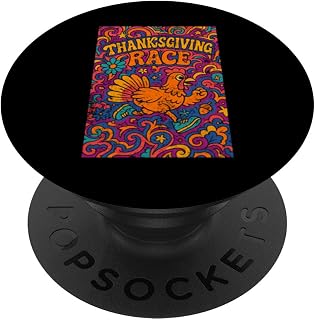 Thanksgiving Day Turkey Trot Cute Retro Psychedelic Style PopSockets Adhesive PopGrip