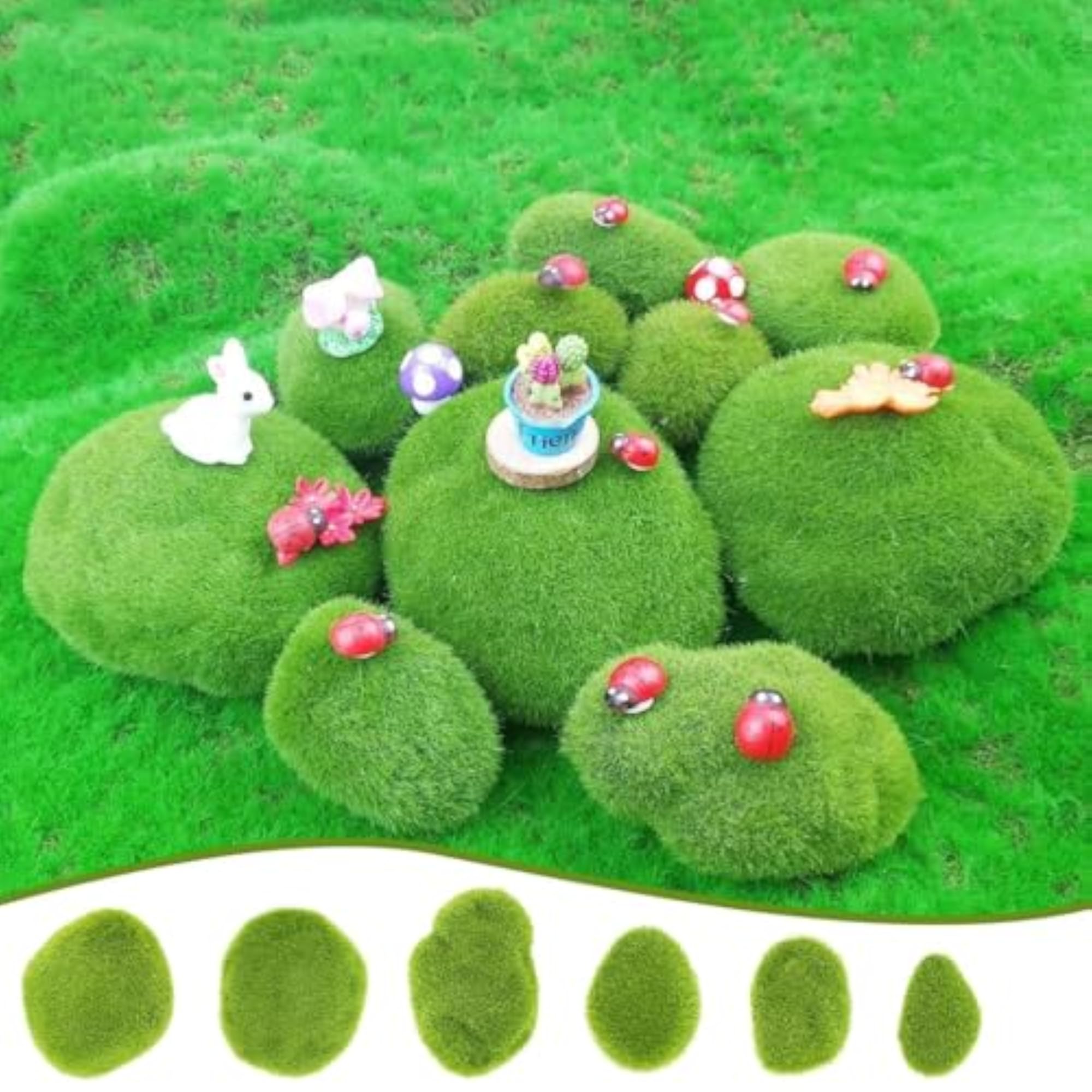 12pcs Artificial Moss Rocks for Decorative Use