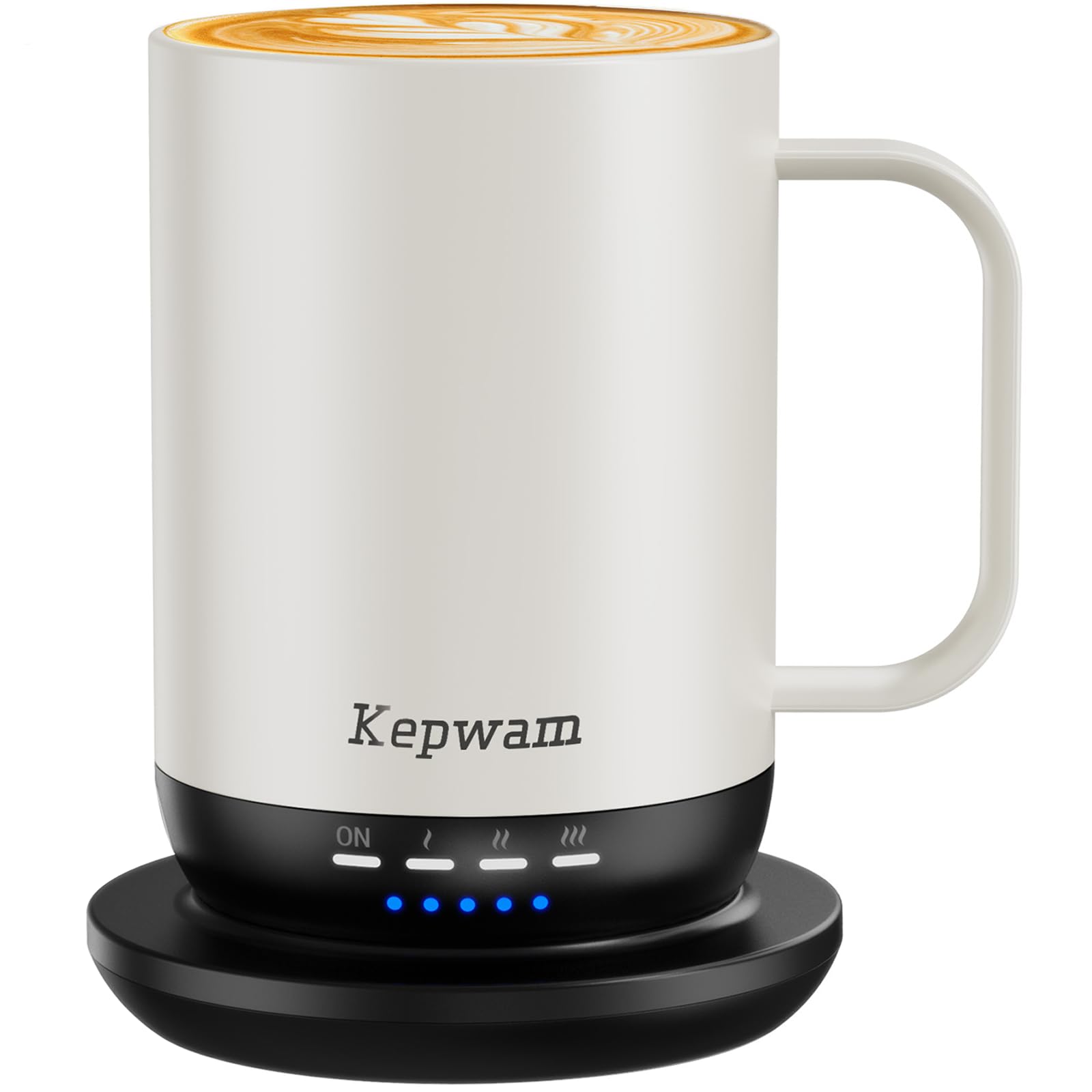 Kepwam Self Heating Coffee Mug T1-16oz Fast Heating &amp; Ultra Long-Lasting Battery Life, Heated Coffee Mug Up to 149℉ - Touch &amp; App Controlled Coffee Mug, Birthday Gifts for Women and Men