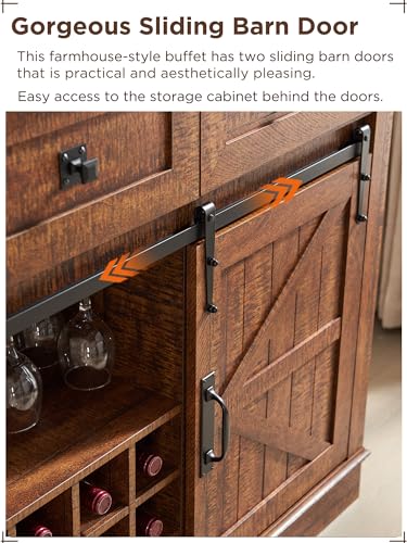 OKD-Farmhouse-Wine-Bar-Cabinet-wSliding-Barn-Door-54-Kitchen-Coffee-Bar-Cabinet-wWine-Glass-Rack-Storage-Shelves-3-Drawers-Rustic-Large-Buffet-Sideboard-for-Dining-Room-Reclaimed-Barnwood OKD Farmhouse Wine Bar Cabinet wSliding Barn Door 54 Kitchen Coffee Bar Cabinet wWine Glass Rack Storage Shelves 3 Drawers Rustic Large Buffet Sideboard for Dining Room Reclaimed Barnwood