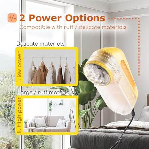 Pionix Extra Power Lint Remover Fabric Shaver - 35W W/ Strong Suction Sweater Lint Remover Shaver, 2-Speed Setting Lint Shaver - Clothes Shaver Lint Remover, Fabric Shaver Fuzz Remover For Furniture #TOP7