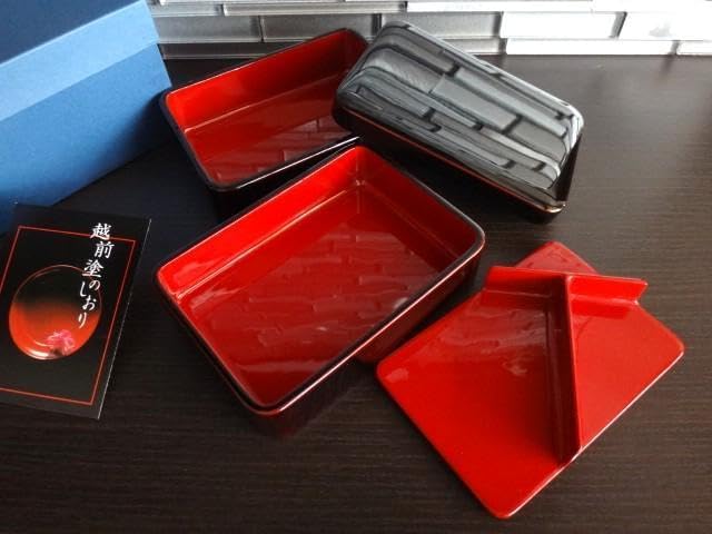 越前塗 桜 重箱 行楽弁当 朱色 二重 名品 昭和レトロ 漆器 重箱 初桜