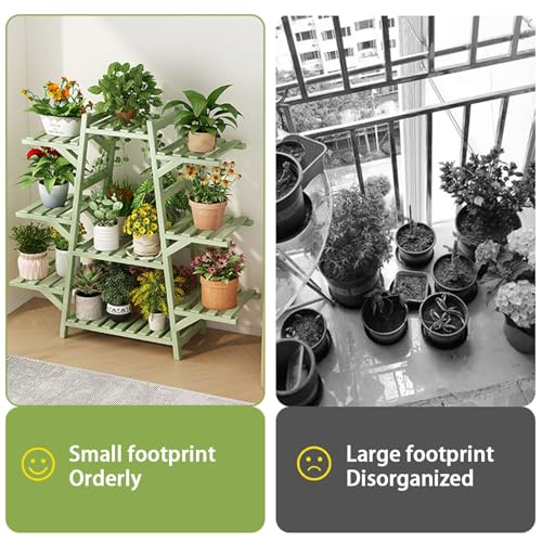 Support pour plantes en bambou durable à structure multi-niveaux robuste - 4