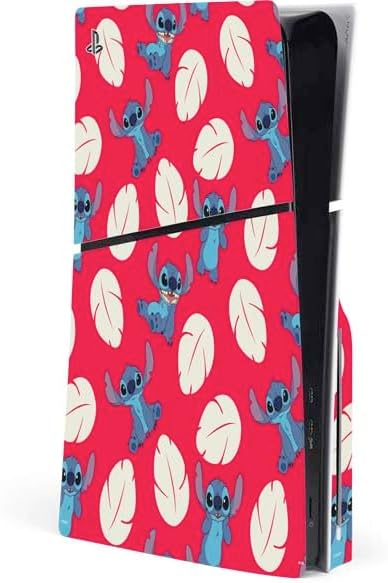 Skinit Calcomanía para juegos compatible con consola delgada de PS5, diseño oficial de personajes de Disney Lilo y Stitch