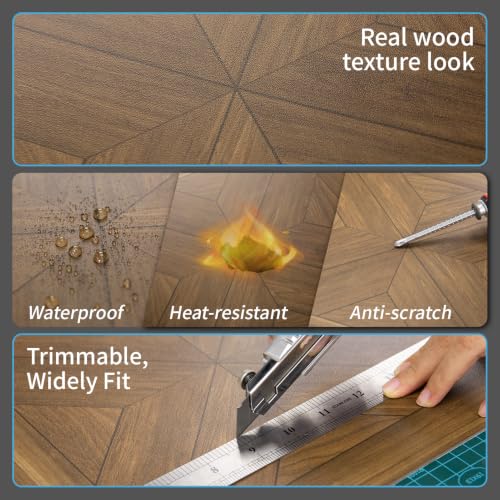 Image of Art3d 30-Pack Peel and Stick Flooring Wood Planks, 12 x 12 in, Teak