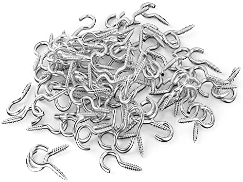 Silver 1 Inch Metal Cup Hook Round End Screw Hook Self Tapping Screw Hook 100 Pcs