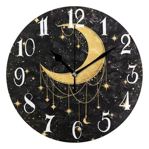 ALAZA Moon & Stars Silent Wall Clock