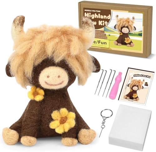 Yizzvb Needle Felting Kit, Highland Cow Needle Felting Kits for B...