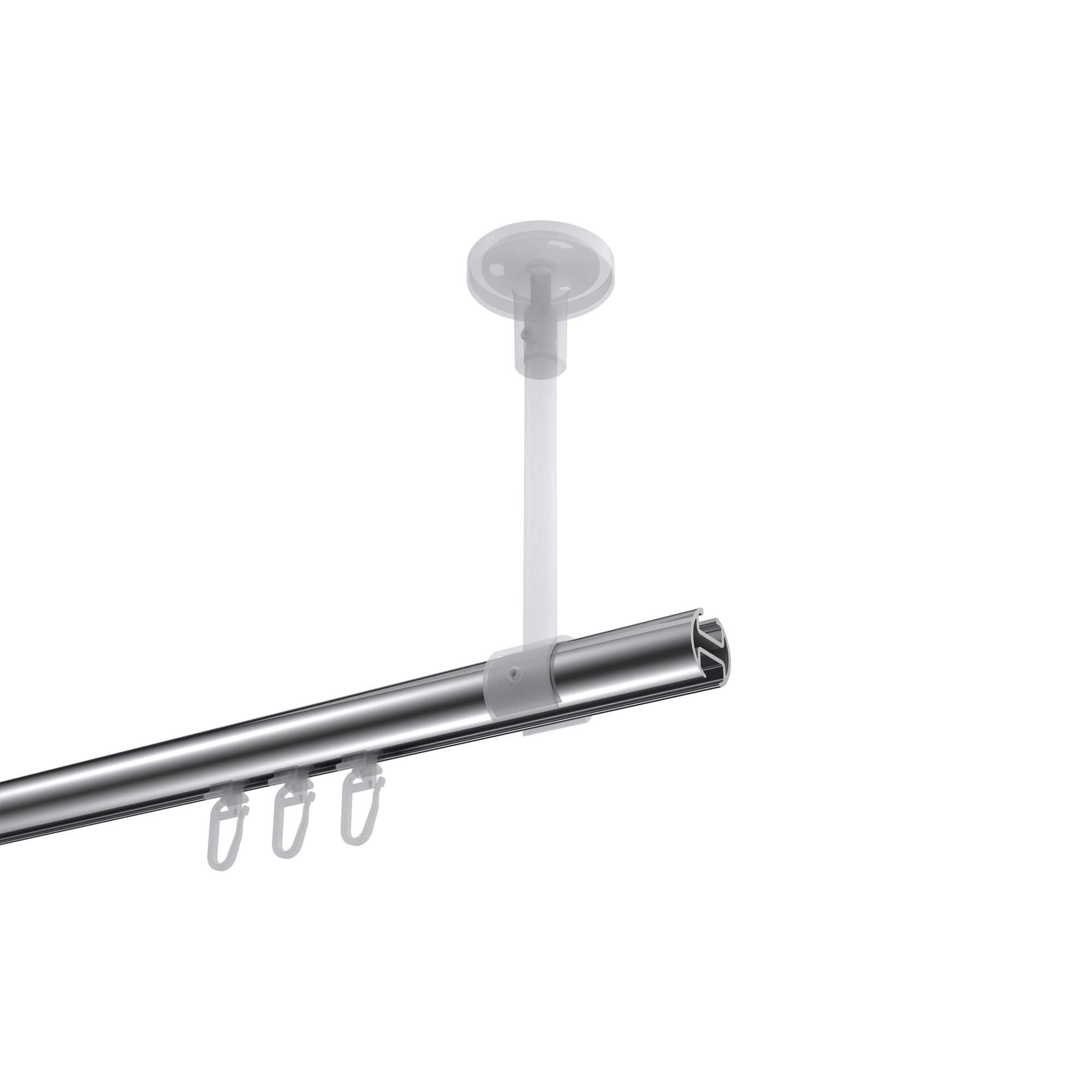 INTERDECO Innenlaufstange 20 mm 1-läufig Chrom/Messing-Optik 200 cm