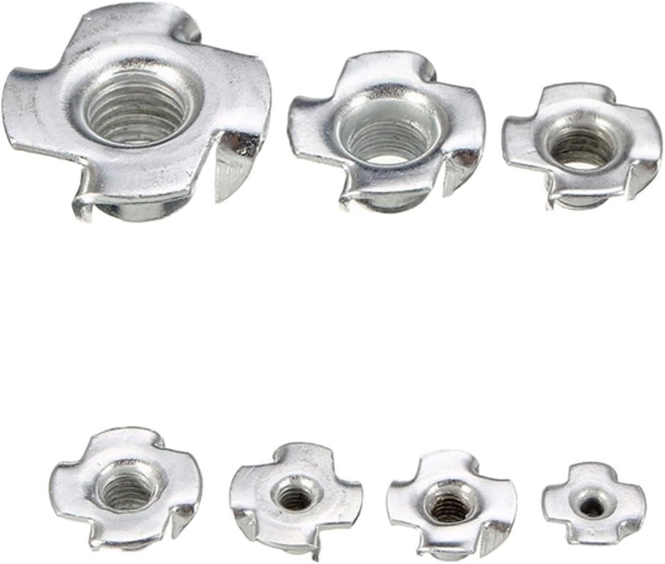 AVFORA 10/20/50PC M3 M4 M5 M6 Zinc Plated Four Claws Nut Speaker T-nut Blind Pronged Tee Nut Furniture Hardware Wood Inlay nut (Color : M3-50pcs)