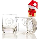 Taylor'd Milestones No. 1 DAD Scotch Glasses, 10 oz Whiskey Glass Set of 2, Diamond Etched Strong on the Rocks Whisky Tumbler