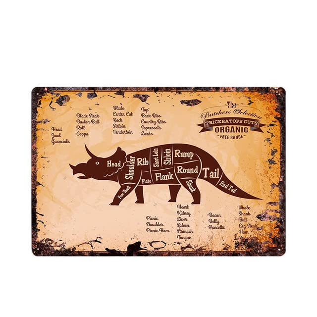 Cartel de metal vintage para cocina, diseño de carnicería, 20 x 30 cm
