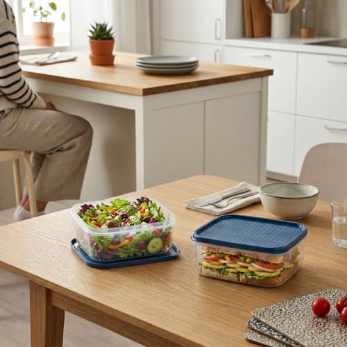 Image of All Time Polka Modular Storage Container Set of 2 | 500ml Each | BPA Free Airtight Food Grade Plastic Kitchen Storage Jars | Stackable Pantry Canisters with Secure Lid | Moonlight