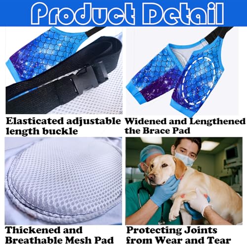 Image of Dog Elbow Wraps Knee Protector Pads Elbow Callus Treatment Sleeve for Wounds Front Legs Prevent Licking for Medium Large Dogs 2XL, Mermaid