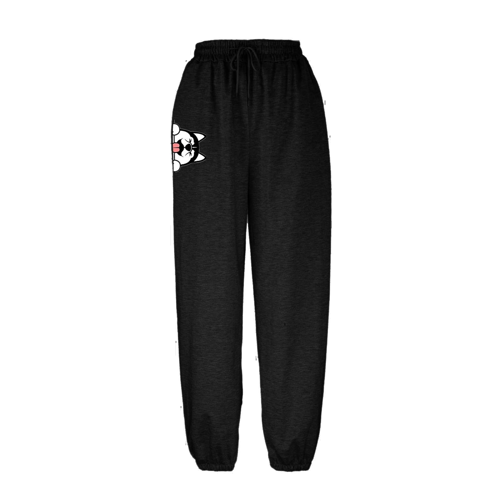 of Womens Casual Sweatpants Y2K Fashion Parachute Pants Low Waisted Running Pants Wide Leg Cinch Bottom Joggers Pockets Black